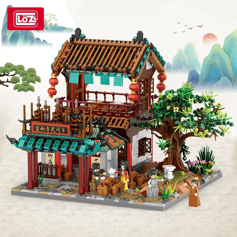 LOZ mini Blocks Kids Building Toys DIY Bricks Puzzle Ancient Chinese House 1055 1056 1057 1058