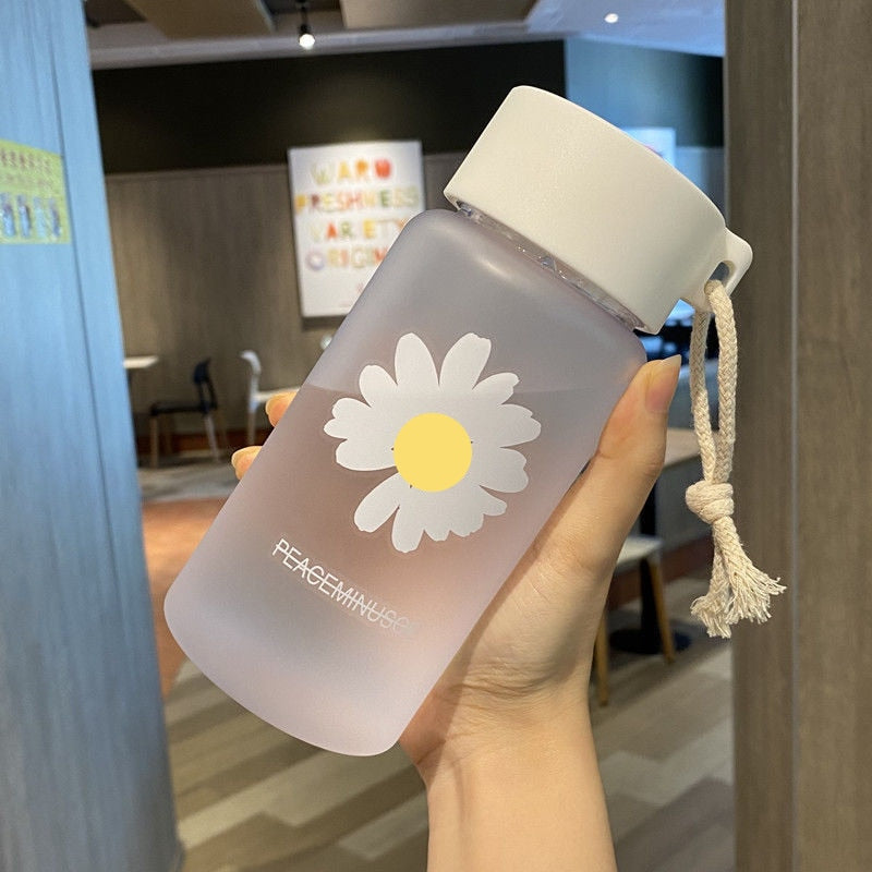 500ml Plastic Water Bottles for Girls Creative Frosted Drink Kawaii Sports Transparent Water Bottle with Portable Travel Tea Cup