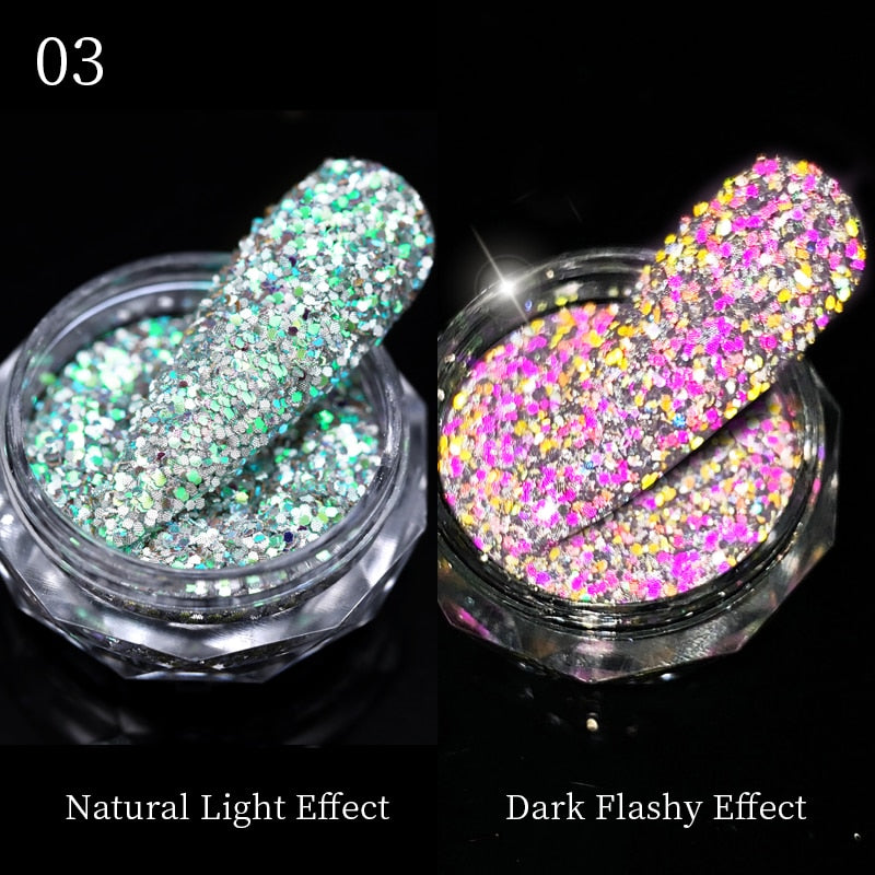 1Box Nail Mirror Glitter Powder Metallic Colorful Dust Metal Effect Nail Glitter Gold Nail Art UV Gel Polish Chrome Flakes Dust