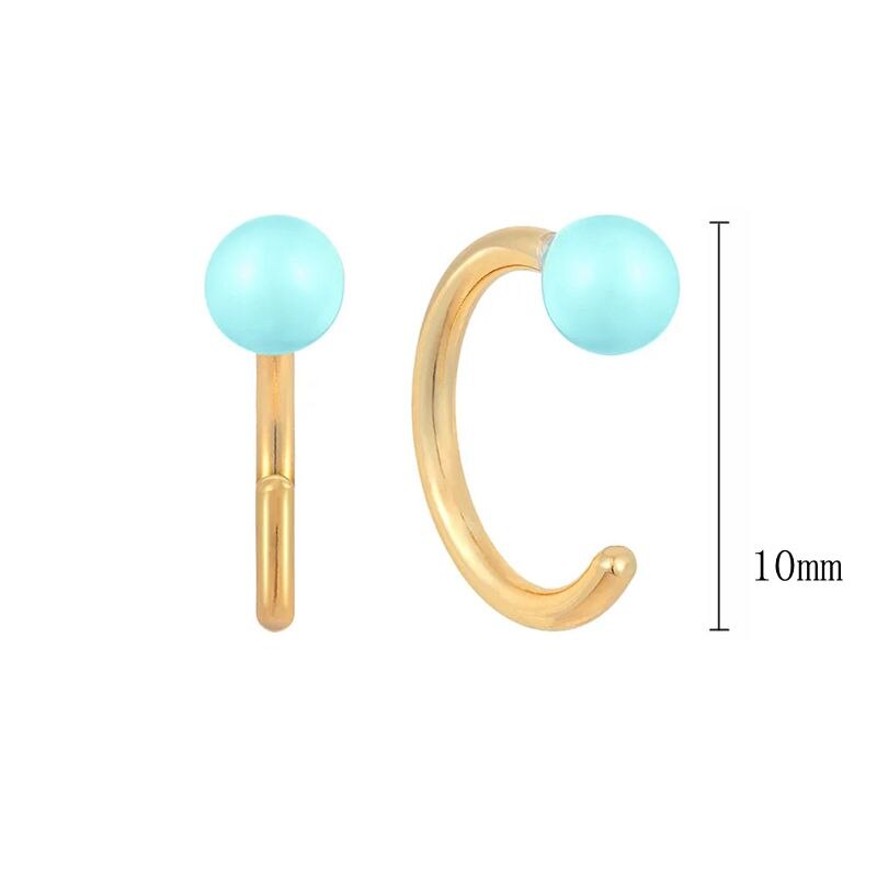 2022 Trend Blue Turquoises Series Hoop Earrings 925 Sterling Silver Ear Needle Small Earrings For Women Delicate Jewelry Pendant