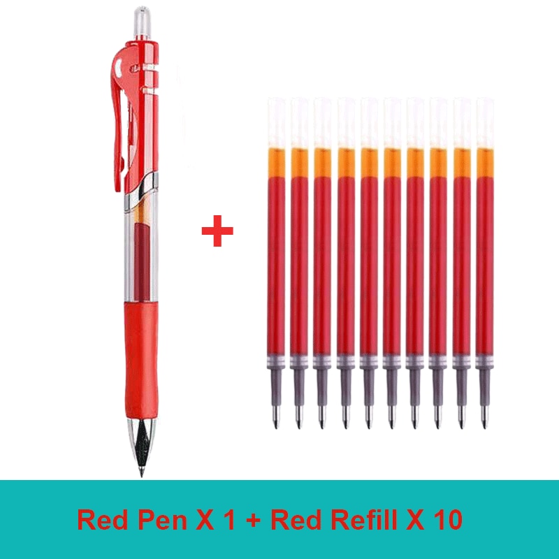 30PCS Gel Pen Set School supplies Black Blue Red ink Color 0.5mm Ballpoint pen Kawaii pen Students School Office Stationery