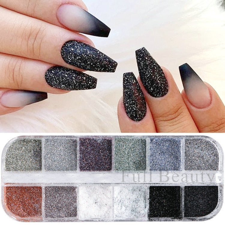 Iridescent Mixed Hexagon Nail Glitter Sequins Holo Flakes Nail Art Powder Gel Polish Paillette Manicure Accessories LADJ01-12-2