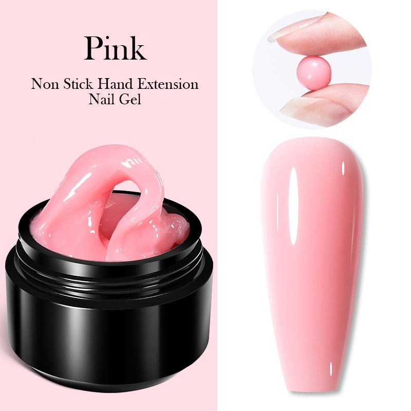 BORN PRETTY 15ML Non Stick Hand Solid Extension Nail Gel Clear Nude Pink Extension Gel Rhinestone Glue Gel Easy to Operate