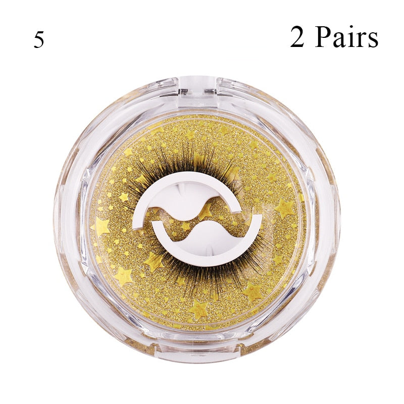 1Pair Reusable Self-adhesive False Eyelashes 3D Mink Lashes Glue-free Eyelash Extension 3 Seconds to Wear No Glue Needed Lashes