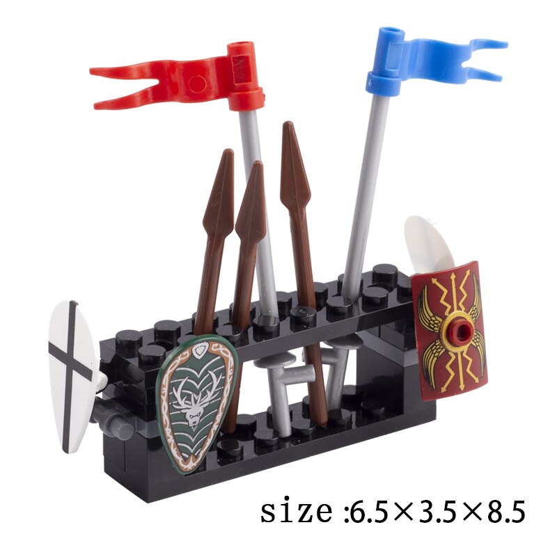 Medieval Castle Wall Model Building Blocks Ancient Military Siege Weapons Tent Watchtower Chariot Bonfire Carriage Bricks Toys