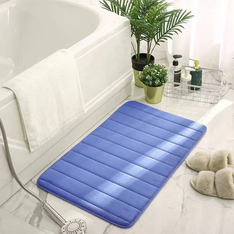 Cobblestone Embossed Bathroom Bath Mat Coral Fleece Non-slip Carpet In Bathtub Floor Rug Shower Room Doormat Memory Foam Pad