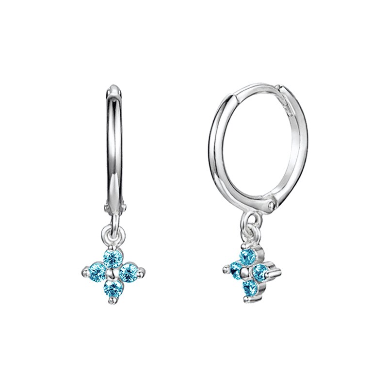 2022 Trend Blue Turquoises Series Hoop Earrings 925 Sterling Silver Ear Needle Small Earrings For Women Delicate Jewelry Pendant