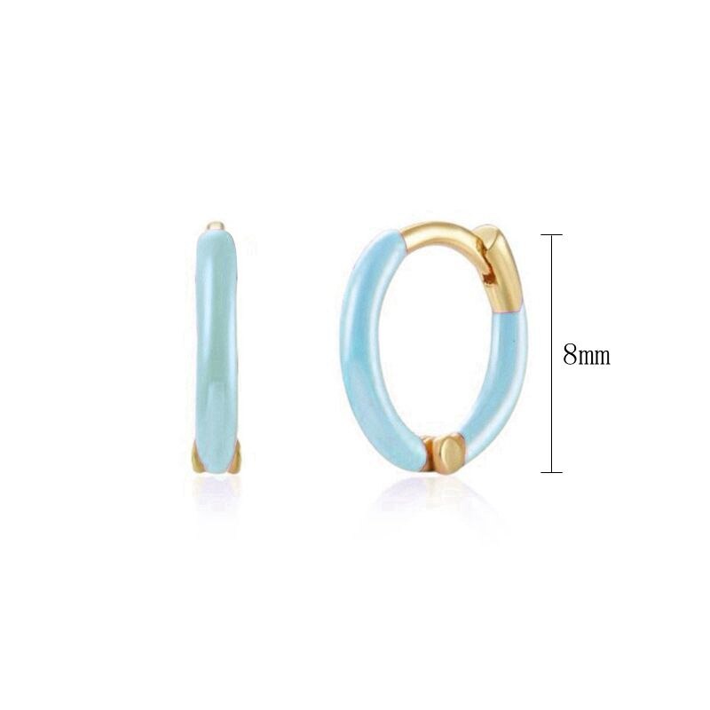 2022 Trend Blue Turquoises Series Hoop Earrings 925 Sterling Silver Ear Needle Small Earrings For Women Delicate Jewelry Pendant
