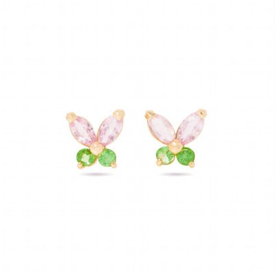 925 Sterling Silver Ear Needle Butterfly Hoop Earrings Colorful Crystal Animal Pendant Earrings for Women Party Fashion Jewelry