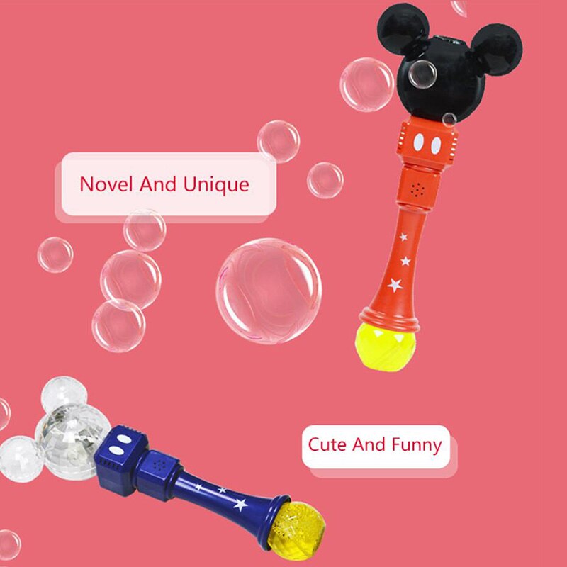 Disney New Cartoon Minnie Bubble Machine Electric Bubble Stick Toy Mickey Mouse Boys Girls Party Children Toys Birthday Gift