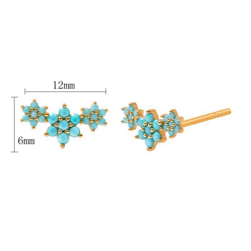 2022 Trend Blue Turquoises Series Hoop Earrings 925 Sterling Silver Ear Needle Small Earrings For Women Delicate Jewelry Pendant
