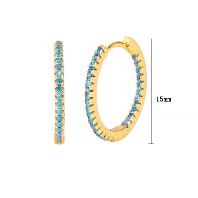 2022 Trend Blue Turquoises Series Hoop Earrings 925 Sterling Silver Ear Needle Small Earrings For Women Delicate Jewelry Pendant