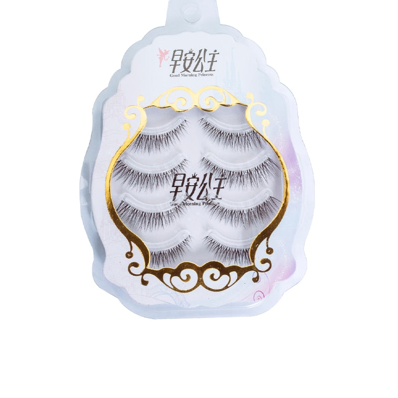 4pairs Natural False Eyelashes Thin Band Hand Made Short Lighter Eyelash Cosplay Korean Fashion Wispy Extension Makeup Tools